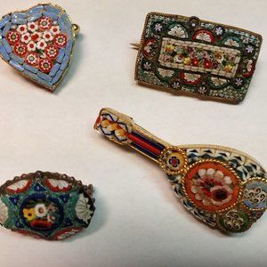 Italian Micro Mosaic pins